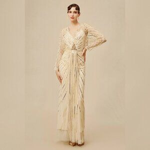 Zouzou Crystal-Encrusted Evening Gown